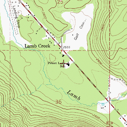Topographic Map of Priest Lake Elementary School, ID