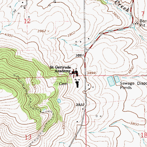 Topographic Map of Saint Gertrude Academy (historical), ID
