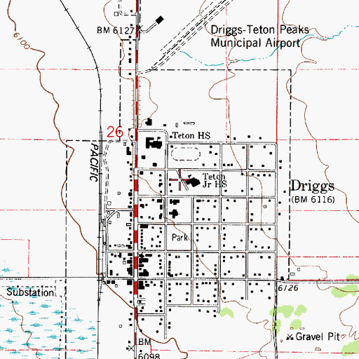 Topographic Map of Teton Middle School, ID