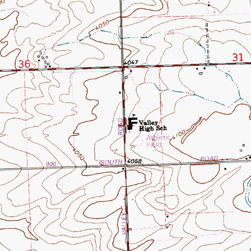 Topographic Map of Valley School, ID