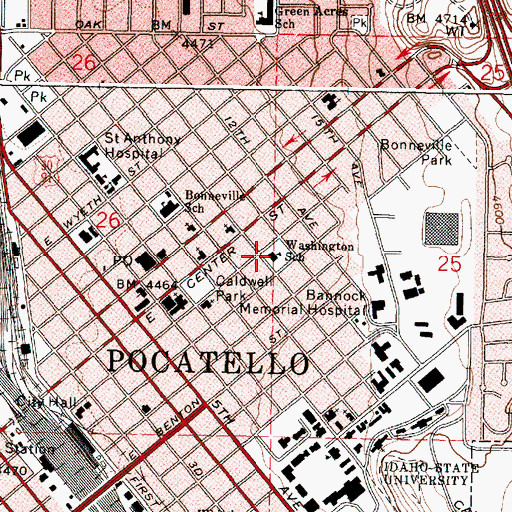 Topographic Map of Washington Elementary School, ID