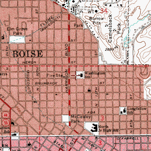 Topographic Map of Washington Elementary School, ID