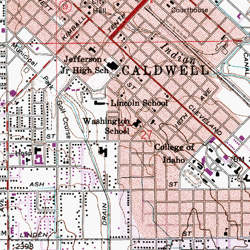 Topographic Map of Washington Elementary School, ID