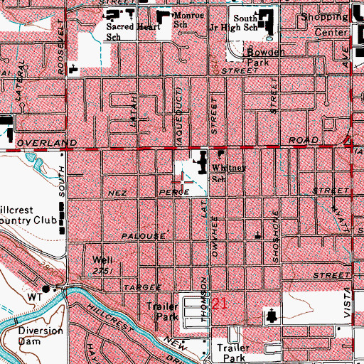 Topographic Map of Whitney Elementary School, ID