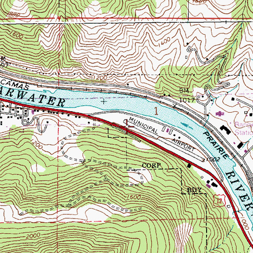 Topographic Map of Orofino Municipal Airport, ID