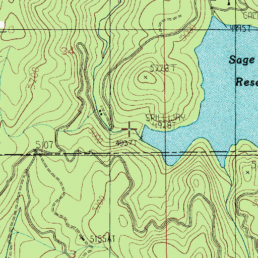 Topographic Map of Sage Hen Dam Recreation Site, ID