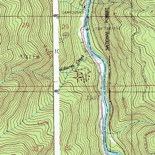 Topographic Map of Williams Creek Summit Home Area, ID
