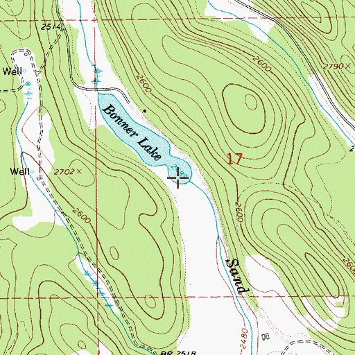 Topographic Map of Bonner Lake Access Area, ID