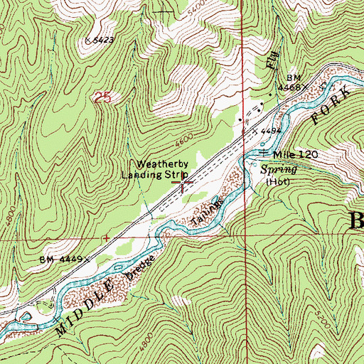 Topographic Map of Weatherby USFS Airport, ID