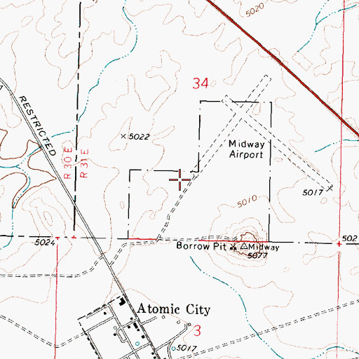 Topographic Map of Midway Airport, ID