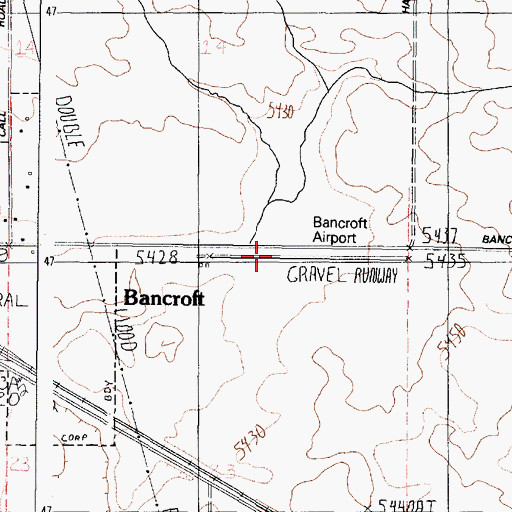Topographic Map of Bancroft Municipal Airport, ID