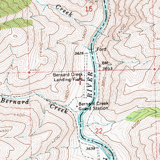 Topographic Map of Bernard USFS Airport, ID