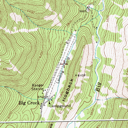 Topographic Map of Big Creek Heliport, ID