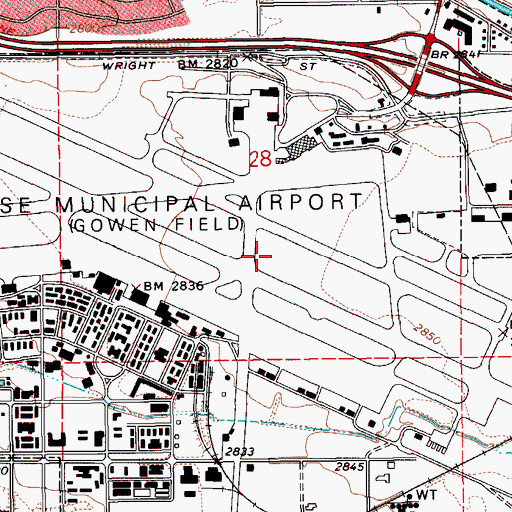 Topographic Map of Boise Air Terminal/Gowen Field, ID