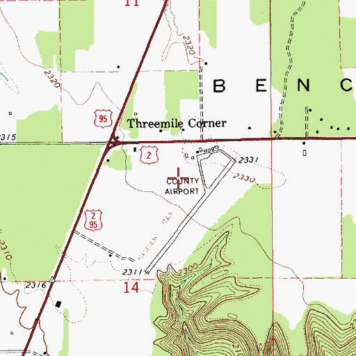 Topographic Map of Boundary County Airport, ID