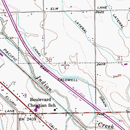 Topographic Map of Caldwell Industrial Airport, ID