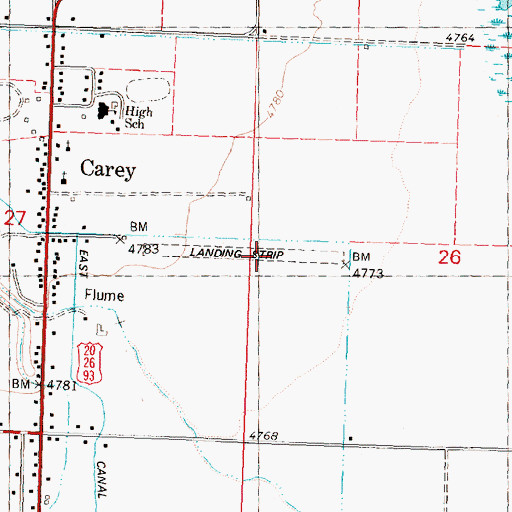 Topographic Map of Carey Airport, ID