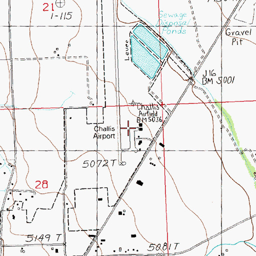 Topographic Map of Challis Airport, ID