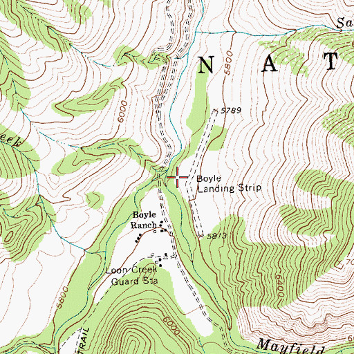 Topographic Map of Boyle Landing Strip (historical), ID