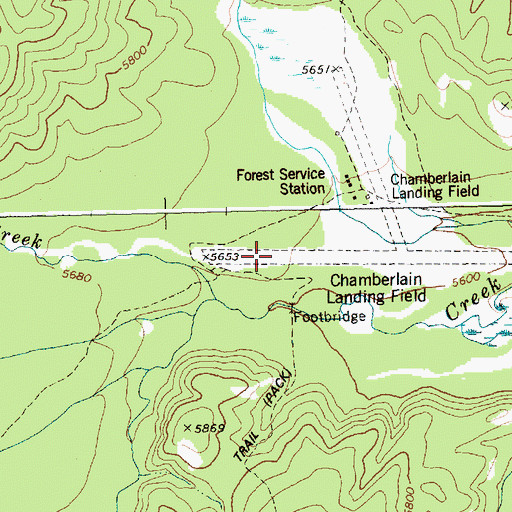 Topographic Map of Chamberlain USFS Airport, ID