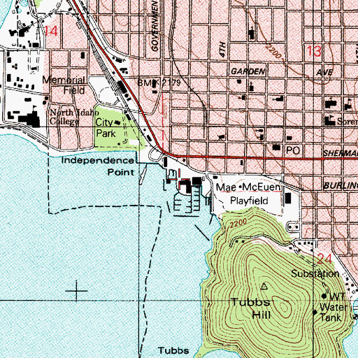 Topographic Map of Coeur D'Alene Resort Heliport, ID