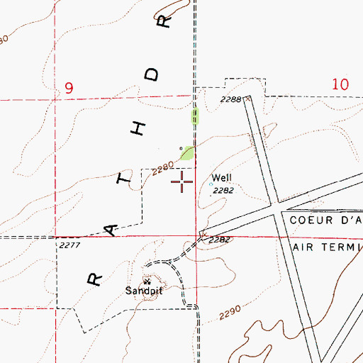 Topographic Map of Coeur D'Alene - Pappy Boyington Field, ID