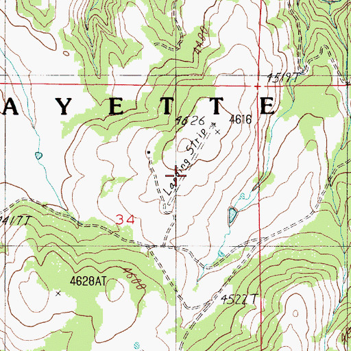 Topographic Map of Happy Hollow Ranch Airport (historical), ID