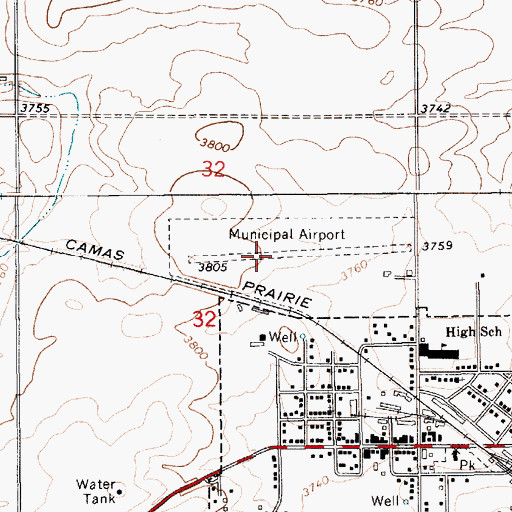 Topographic Map of Craigmont Municipal Airport, ID