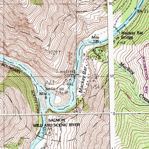 Topographic Map of Mackay Bar Airport, ID