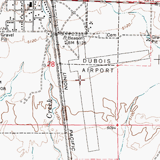 Topographic Map of Dubois Municipal Airport, ID
