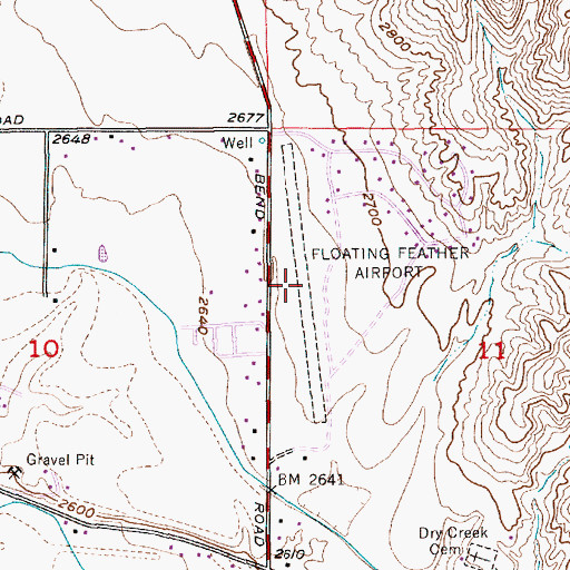 Topographic Map of Floating Feather Airport (historical), ID