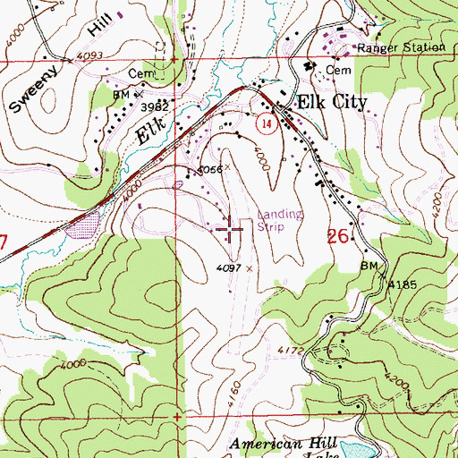 Topographic Map of Elk City Airport, ID