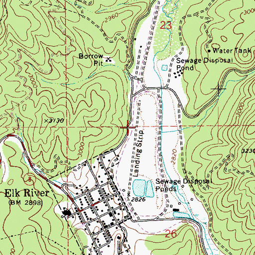 Topographic Map of Elk River Airport, ID