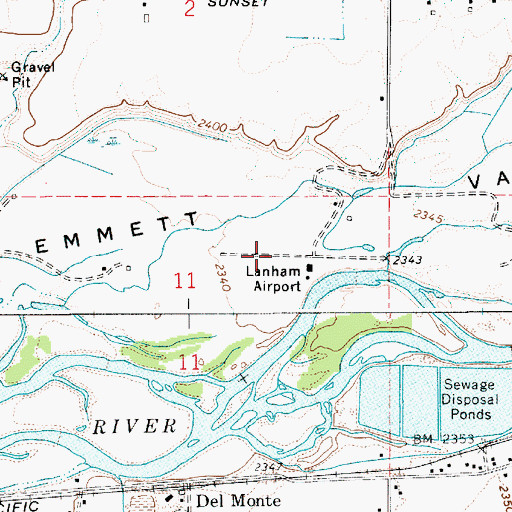 Topographic Map of Lanham Field, ID