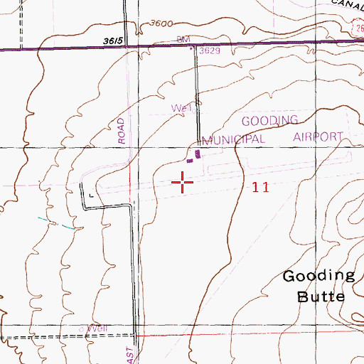 Topographic Map of Gooding Municipal Airport, ID