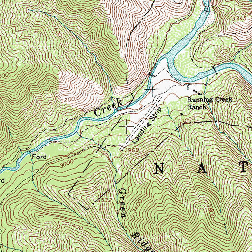 Topographic Map of Running Creek Ranch Airport, ID