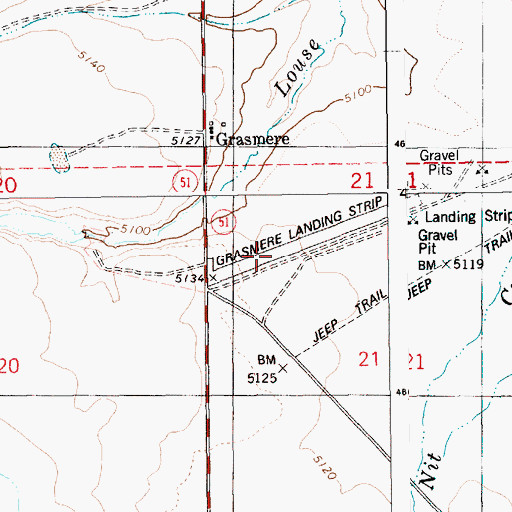 Topographic Map of Grasmere Airport, ID