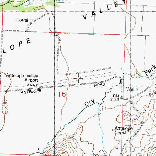 Topographic Map of Antelope Valley Airport, ID