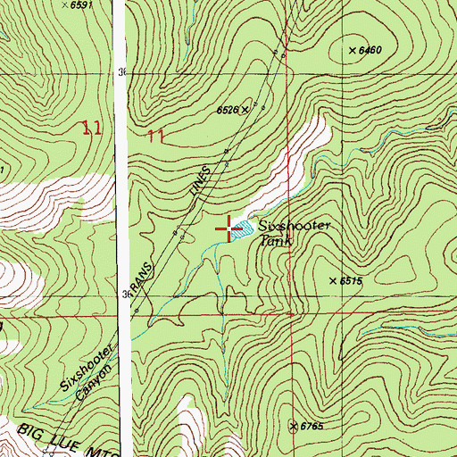 Topographic Map of Sixshooter Tank, AZ