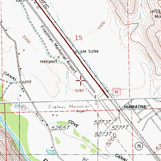 Topographic Map of Friedman Memorial Airport, ID