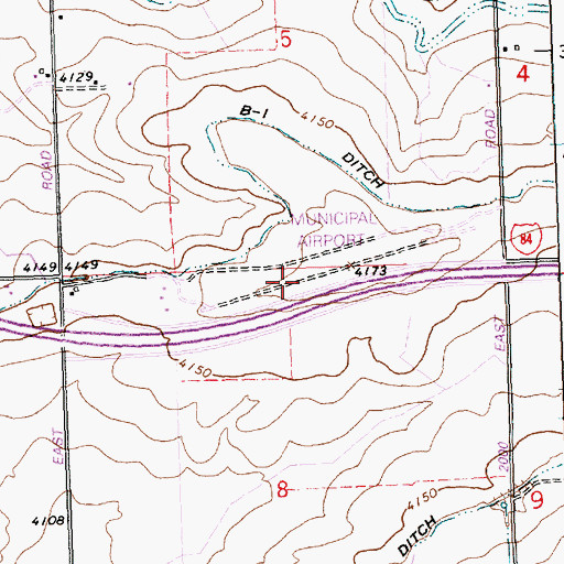 Topographic Map of Hazelton Municipal Airport, ID