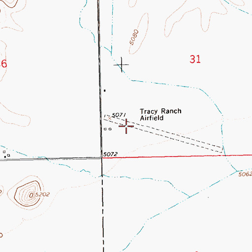 Topographic Map of Tracy Ranch Airport, ID