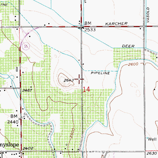 Topographic Map of Whelans Heliport, ID