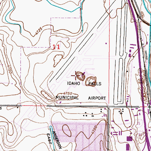 Topographic Map of Idaho Falls Regional Airport, ID