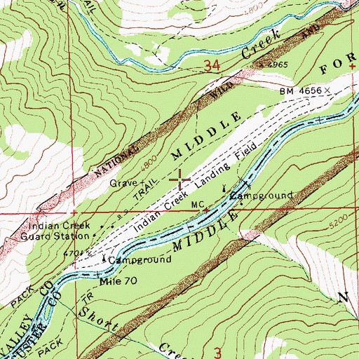 Topographic Map of Indian Creek USFS Airport, ID