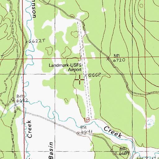 Topographic Map of Landmark USFS Airport, ID