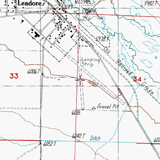 Topographic Map of Leadore Airport, ID