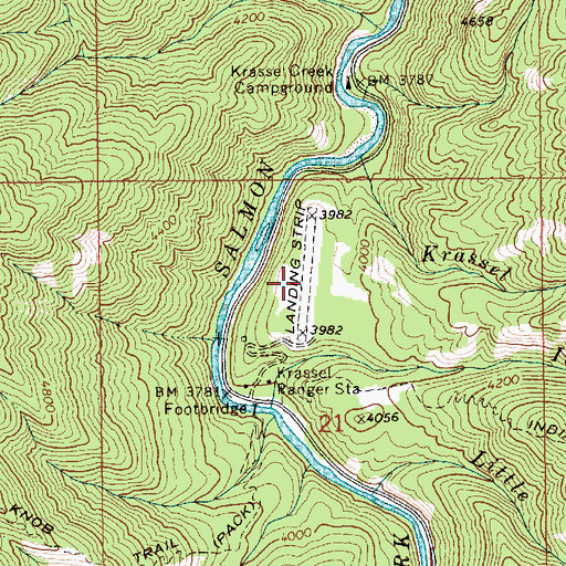 Topographic Map of Krassel USFS Airport, ID