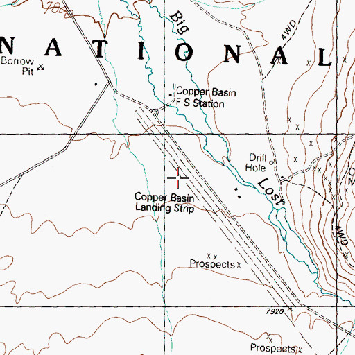 Topographic Map of Copper Basin Airport, ID