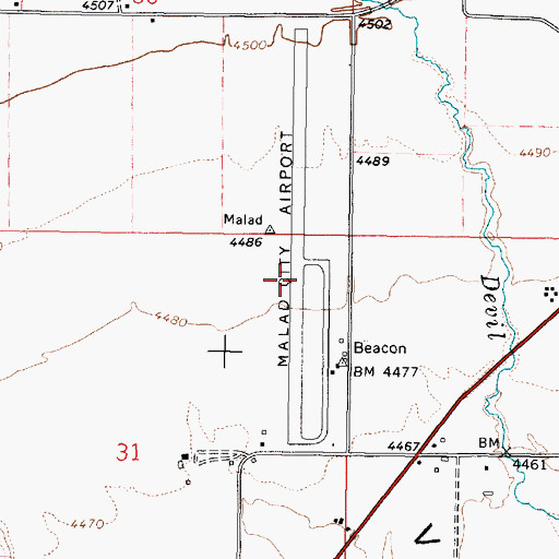 Topographic Map of Malad City Airport, ID